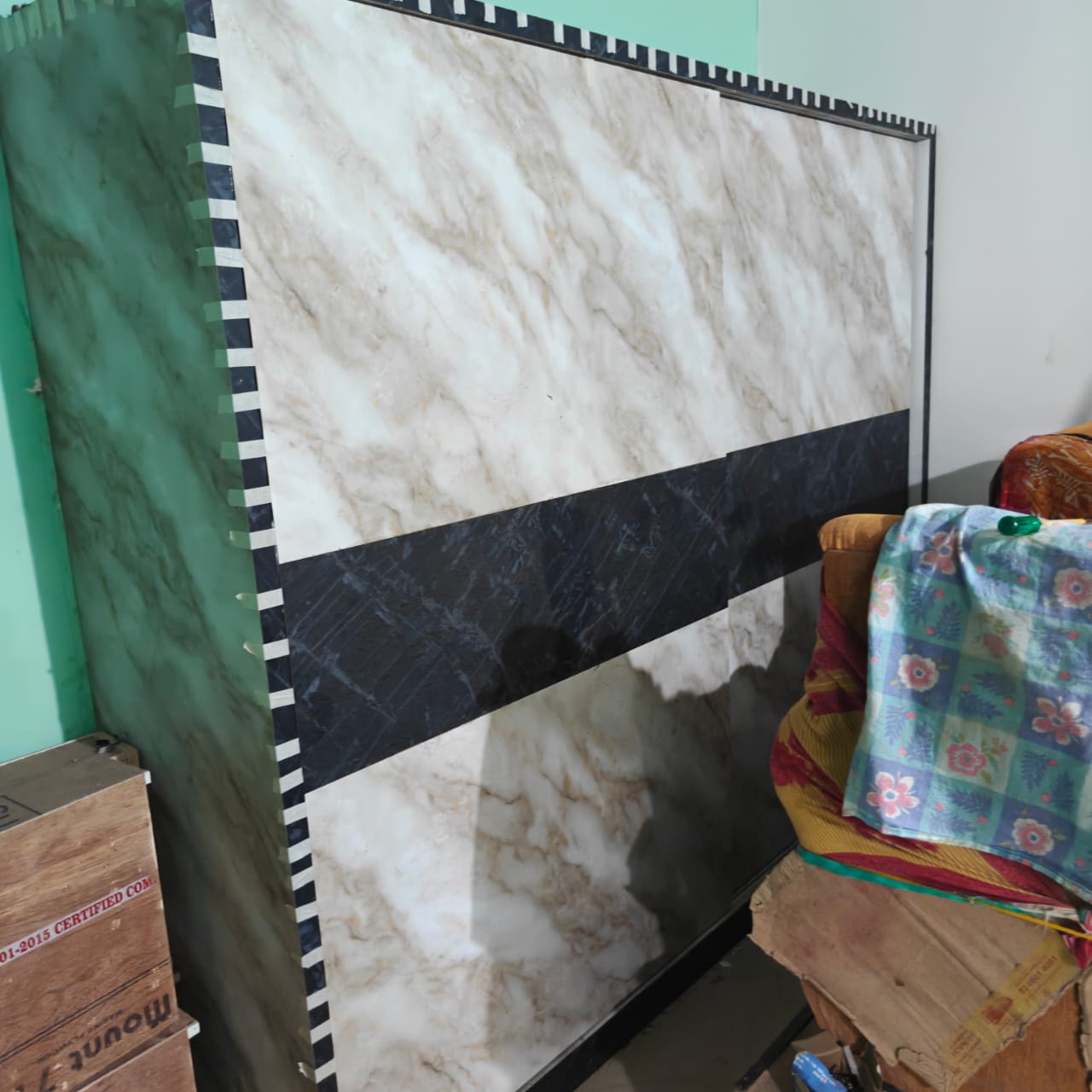 Marble-finish decorative wall panel
